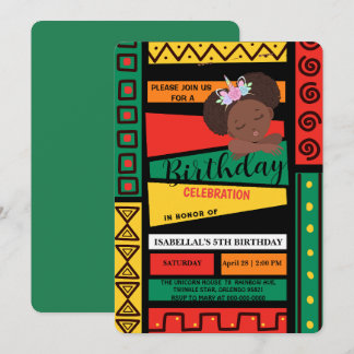 Moderne afroamerikanische Mädchen Geburtstagsparty Einladung