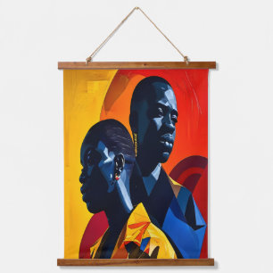Moderne afrozentrische Abstrakte Kunst Wandteppich Mit Holzrahmen
