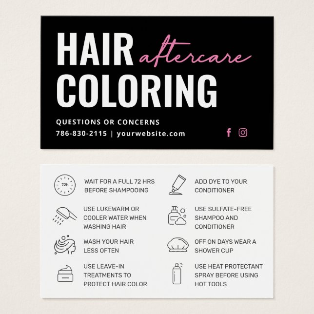 Moderne Aftercare Business Card für Haarfärbemitte (Vorne & Hinten)