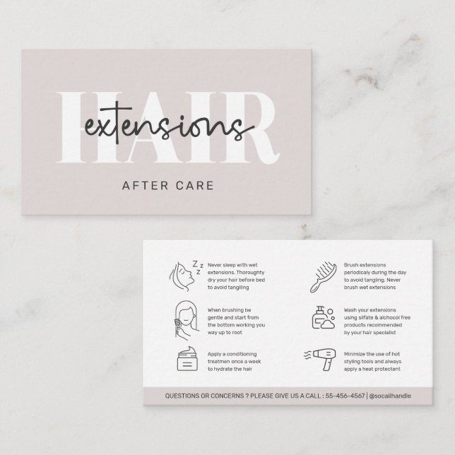 Moderne Aftercare Hair Instructions Visitenkarte (Vorne/Hinten)