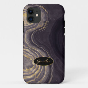 Moderne Agate Lila & Gold Crystal Personalize Case-Mate iPhone Hülle