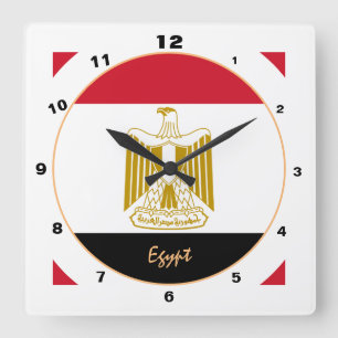 Moderne ägyptische Flagge, ägyptische trendige Zuh Quadratische Wanduhr