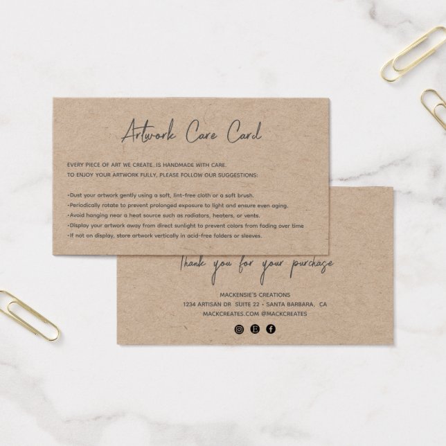 Moderne Ajoutez Votre Logo Kraft Artwork Card (Bureau)