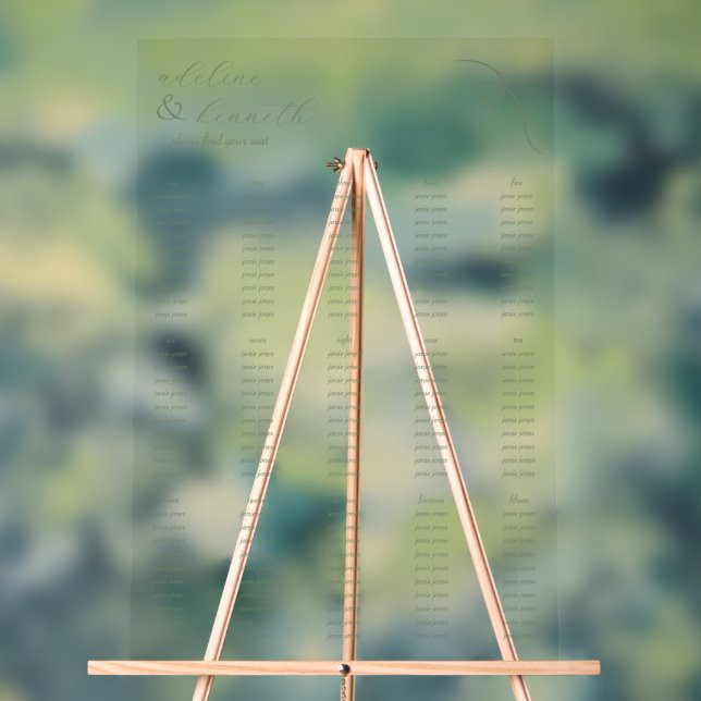 Moderne Akryllische Hochzeitstabelle | Dunkle Sage Acrylschild (Neutral)