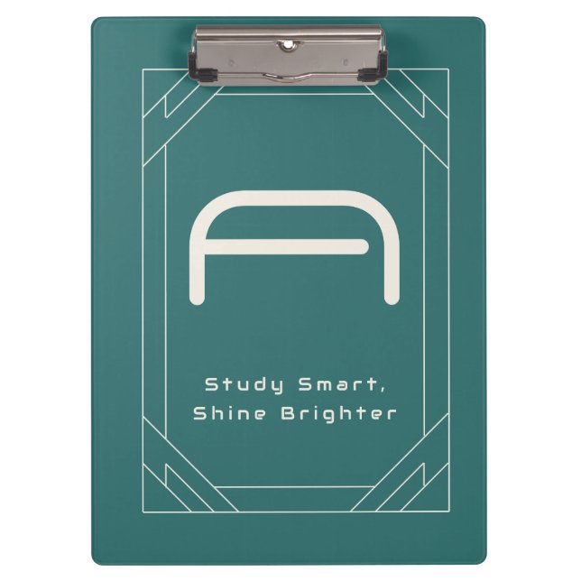 Moderne Alexandrit-Teal-Geometrisch-Monogramm Klemmbrett (Vorderseite)