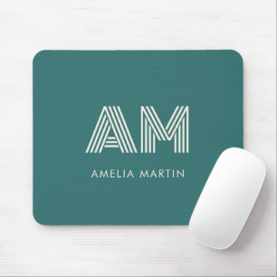 Moderne Alexandrit Türkis Geometrische Monogramm Mousepad