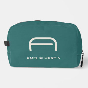 Moderne Alexandrit Türkis-Geometrische Monogramm-T Waschbeutel