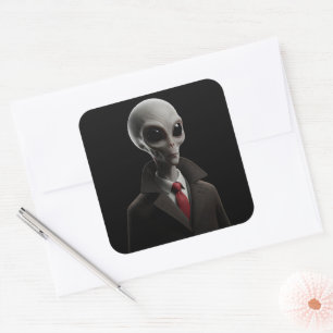 Moderne Alien Quadratischer Aufkleber