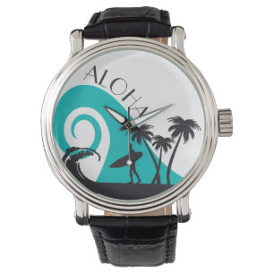 Moderne Aloha Surf und Palmen Armbanduhr