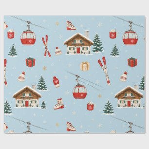 Moderne Alpine Après-Ski-Weihnachts-Puderblau-Verp Geschenkpapier