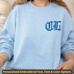 Moderne Altenglische Monogramm-Brautparty-Initiale Besticktes Sweatshirt