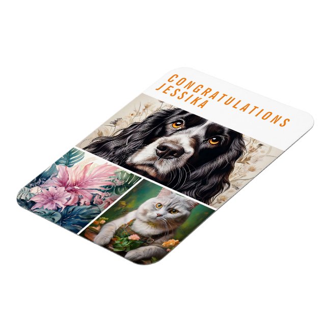 Moderne Amaryllis-Blume Orange  Magnet (Linke Seite)