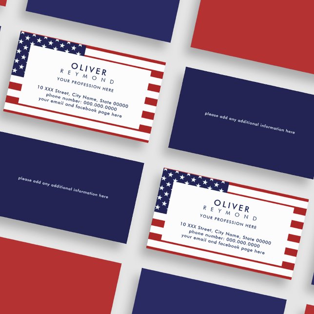 Moderne American Business Card mit US-Flagge Visitenkarte (patriotic style)