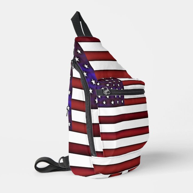Moderne amerikanische Flagge Crossbody Bag (Linke Seite)