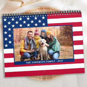 Moderne amerikanische Flagge Patriotische Familien Kalender