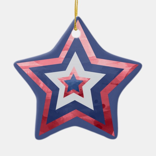 Moderne amerikanische Flaggen Rotes Weiß Keramik Ornament (Vorne)