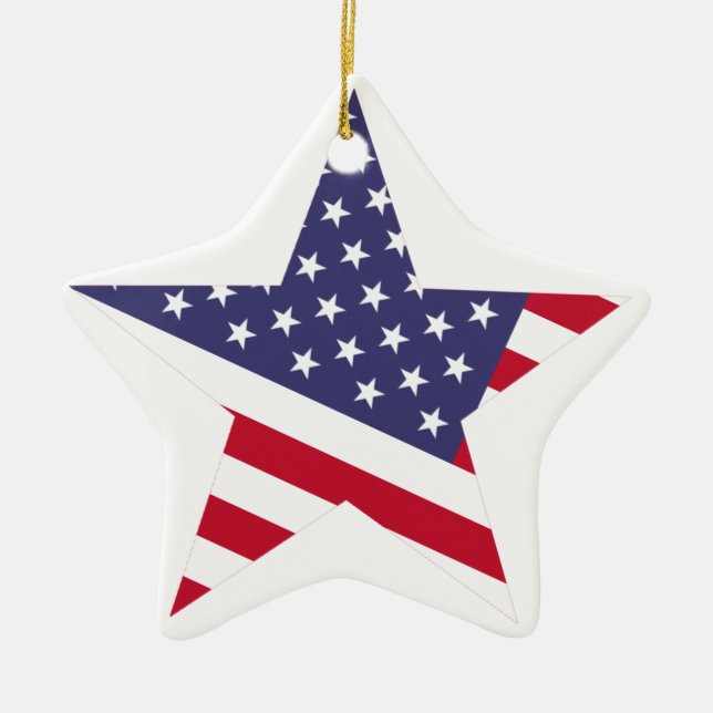 Moderne amerikanische Flaggen Rotes Weiß Keramik Ornament (Vorne)