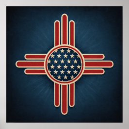 Moderne amerikanische Zia-Emblem – Fettre Patriote Poster