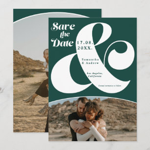Moderne Ampere und grüne 2 Fotos Save the Date