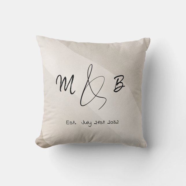 Moderne Ampersand-Paarinitialen-Script-Neutral Kissen (Vorderseite)