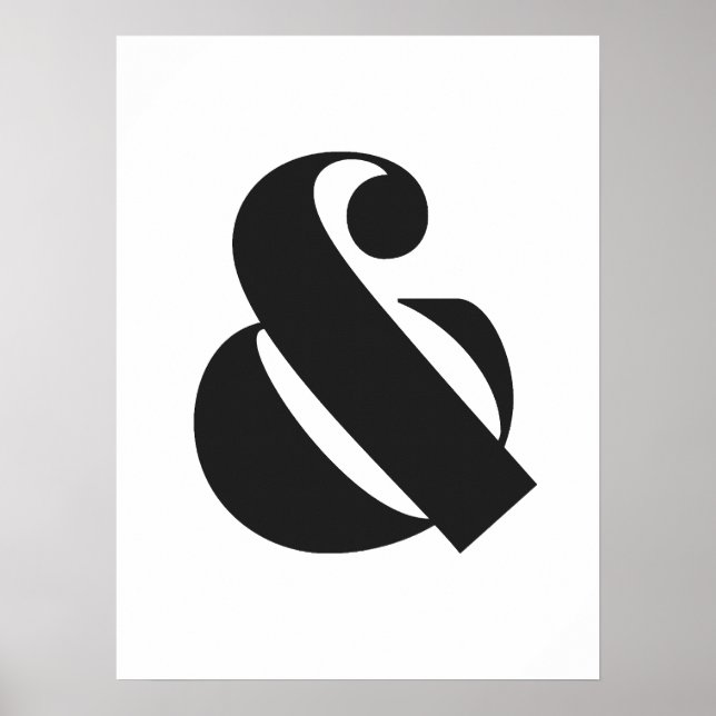 Moderne Ampersand Schwarz-Weiß-Typografie Print Poster (Vorne)