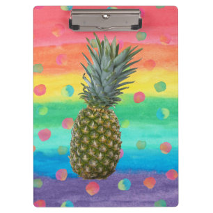 Moderne Ananas-Aquarell-Streifen und Stellen Klemmbrett