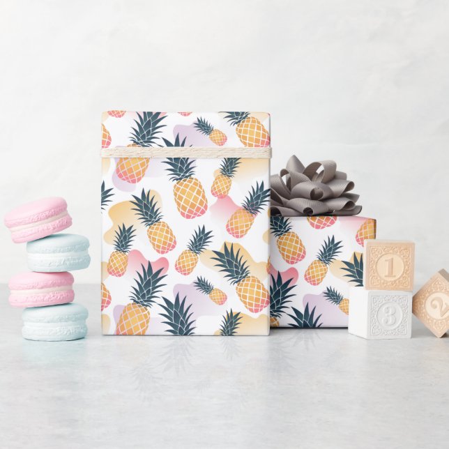 Moderne Ananas-Fruchtmuster-Wrapping Paper Roll Geschenkpapier (Babyparty)