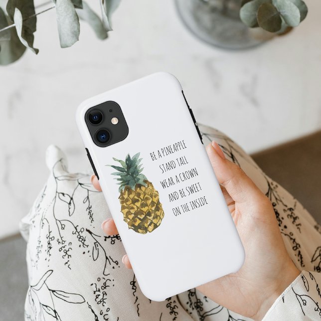 Moderne Ananas mit Aquarellfarbe & positives Zitat Case-Mate iPhone Hülle (Von Creator hochgeladen)
