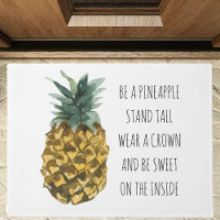 Moderne Ananas mit Aquarellfarbe & positives Zitat