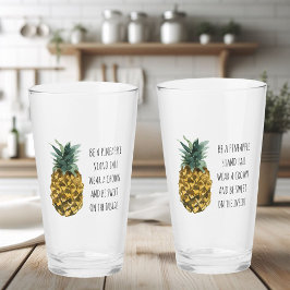 Moderne Ananas mit Aquarellfarbe & positives Zitat Glas