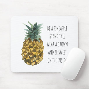 Moderne Ananas mit Aquarellfarbe & positives Zitat Mousepad