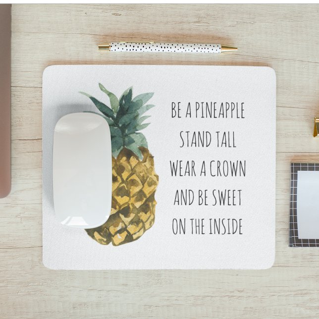Moderne Ananas mit Aquarellfarbe & positives Zitat Mousepad (Von Creator hochgeladen)
