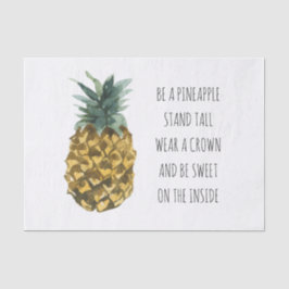 Moderne Ananas mit Aquarellfarbe & positives Zitat Seidenpapier