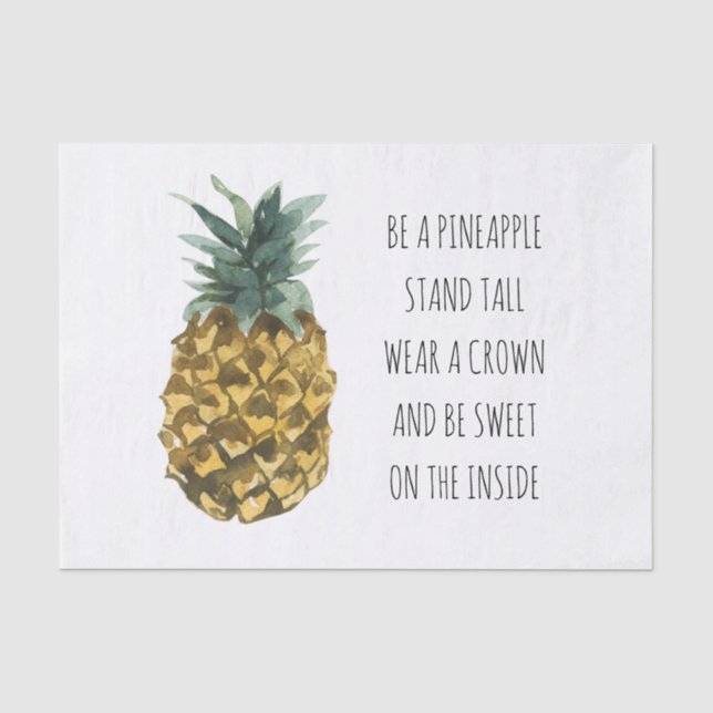 Moderne Ananas mit Aquarellfarbe & positives Zitat Seidenpapier (Vorderseite)