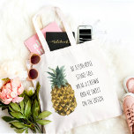Moderne Ananas mit Aquarellfarbe & positives Zitat Tragetasche<br><div class="desc">Moderne Ananas mit Aquarellfarbe & positives Zitat</div>