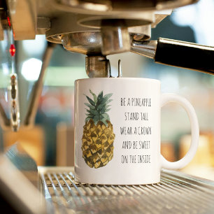 Moderne Ananas mit Aquarellfarbe & positives Zitat Zweifarbige Tasse