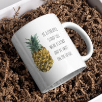Moderne Ananas mit Aquarellfarbe & positives Zitat
