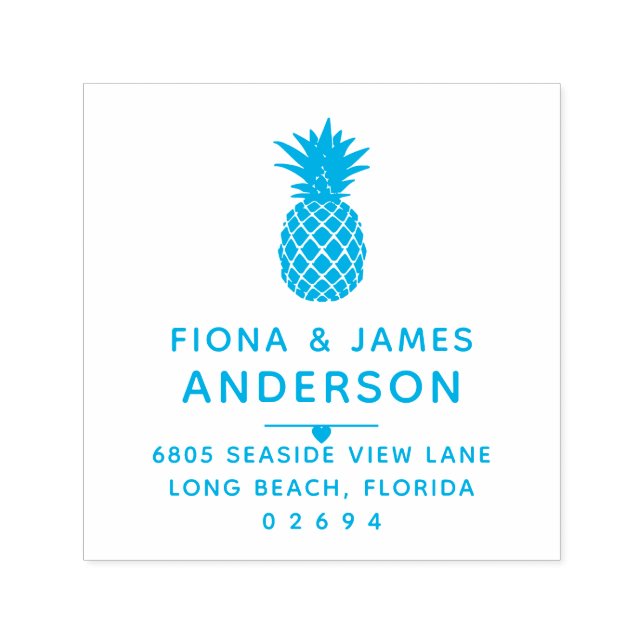 Moderne Ananas Verheiratete Paare Rücksendeadresse Permastempel (Design)