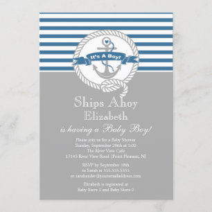 Moderne Anchor Nautical Sailboat Boy Babydusche Einladung