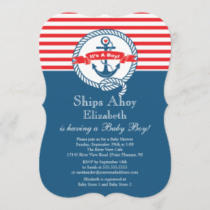 Moderne Anchor Nautical Sailboat Boy Babydusche Einladung