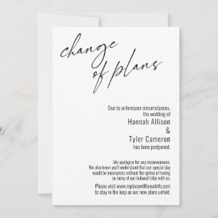 Moderne Änderung von Plänen verzögert Hochzeitkart Einladung