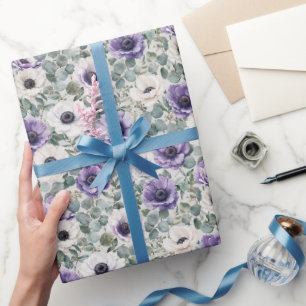 Moderne Anemonen- und Eukalyptus-Gestaltung Geschenkpapier
