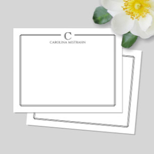Moderne anfängliche Schwarz-Weiß-Randbriefpapier Mitteilungskarte