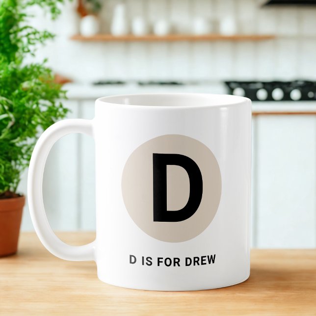 Moderne Anfangs-Tasse – „D steht für [Name]“-Desig Kaffeetasse (Von Creator hochgeladen)