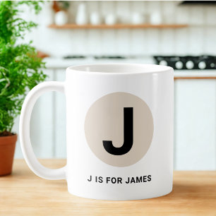 Moderne Anfangs-Tasse – „J ist für [Name]“-Design Kaffeetasse