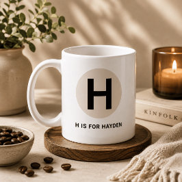 Moderne Anfangsbuchstabe-Tasse – „H steht für [Nam Kaffeetasse