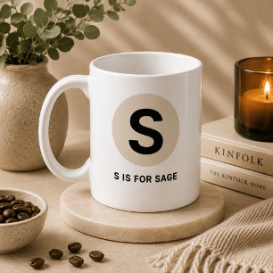 Moderne Anfangsbuchstabe-Tasse – „S steht für [Nam Kaffeetasse