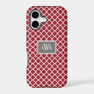 Moderne Anfangsbuchstaben iPhone-Hüllen (Grau/Rot)