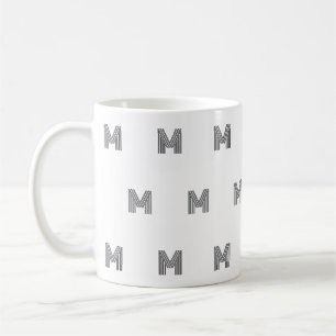 Moderne Anfangsbuchstaben-Monogramm-Muster Minimal Kaffeetasse