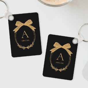 Moderne Anfangsbuchstaben Schwarze und Goldene Chi Schlüsselanhänger